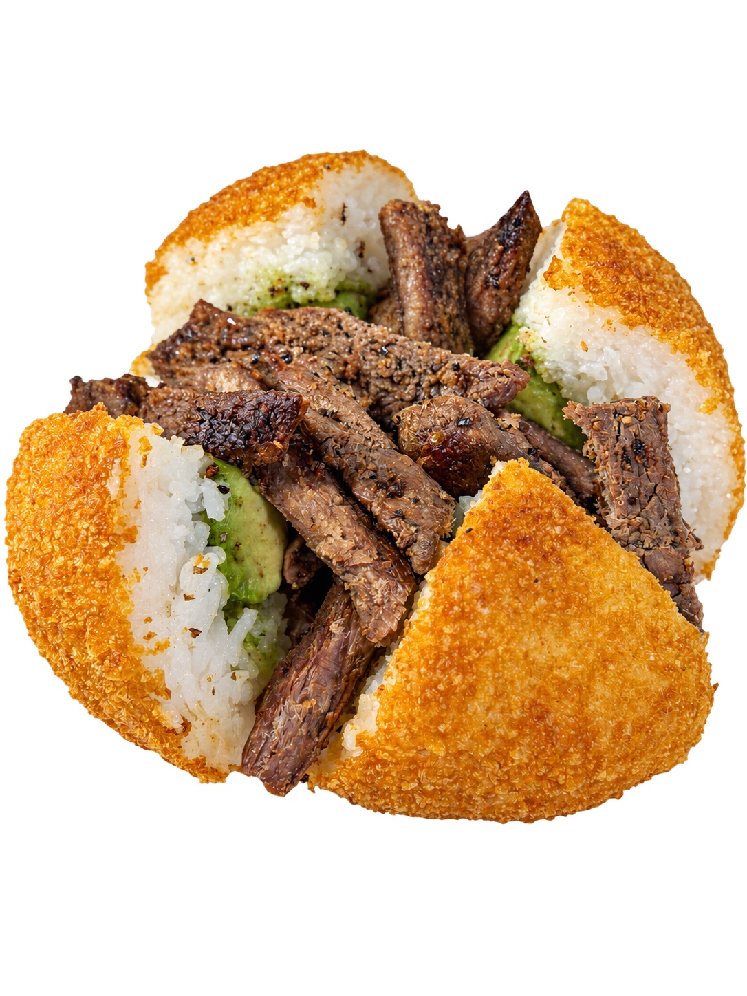 ONI Beef rice ball filled with grilled beef and avocado